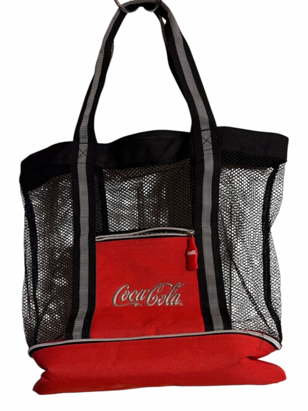 Coca Cola Black Mesh Tote with Red Cooler Pocket